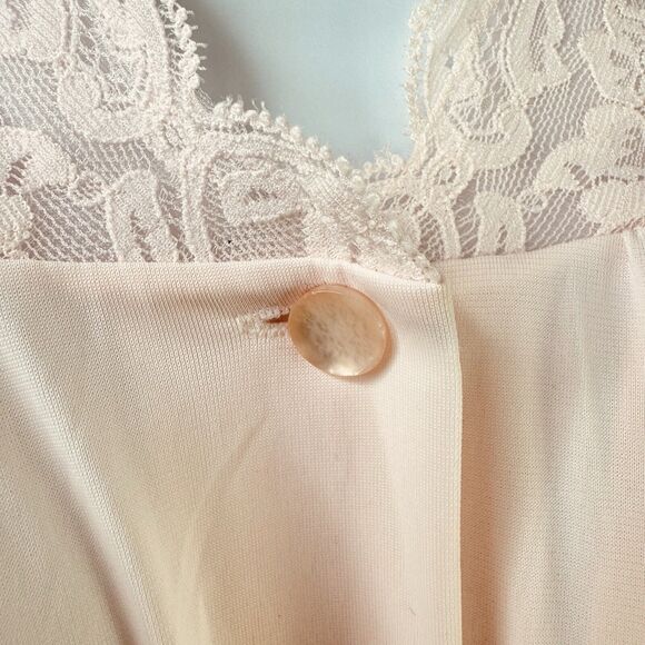 Shadowline Robe Womens M Vintage Nylon Floral Lace Pink 3/4 Sleeve Lightweight - Picture 10 of 15